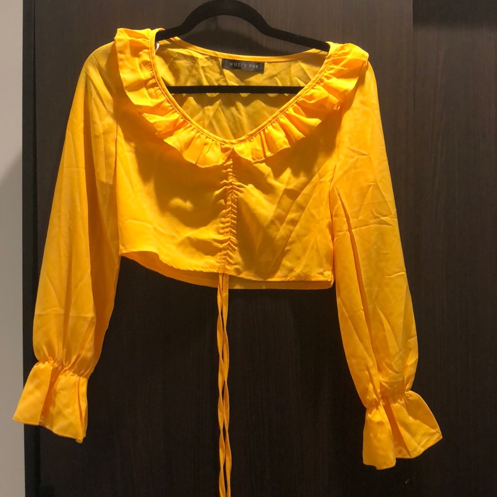 White Fox Yellow Crop Top